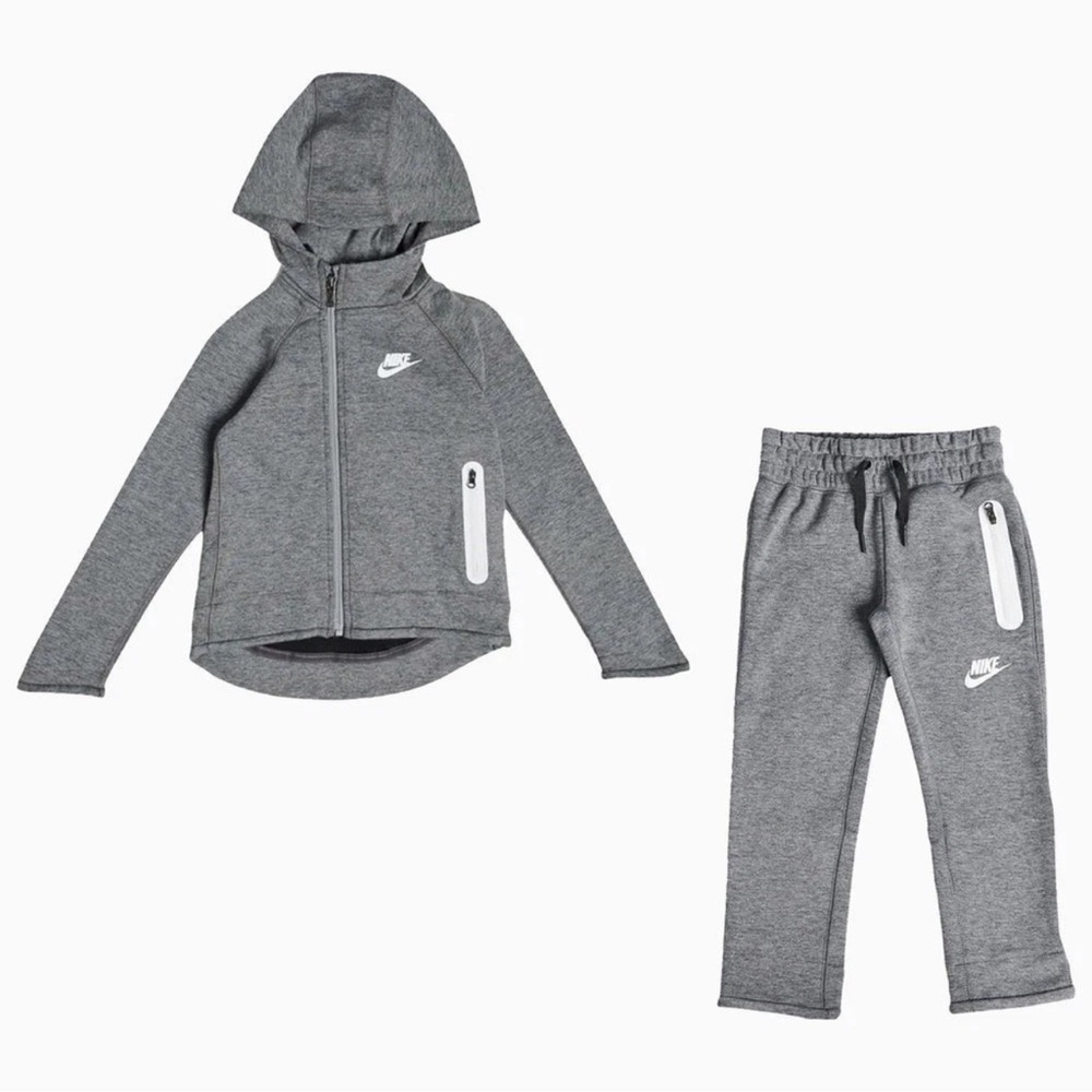 Nike Kid's Girl Sportswear Tech Fleece Tracksuit Set Gray Size 6